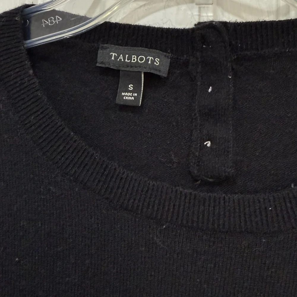 Talbots Black Long Sleeve bell shaped cuffs knit sweater Top size S - Picture 5 of 11